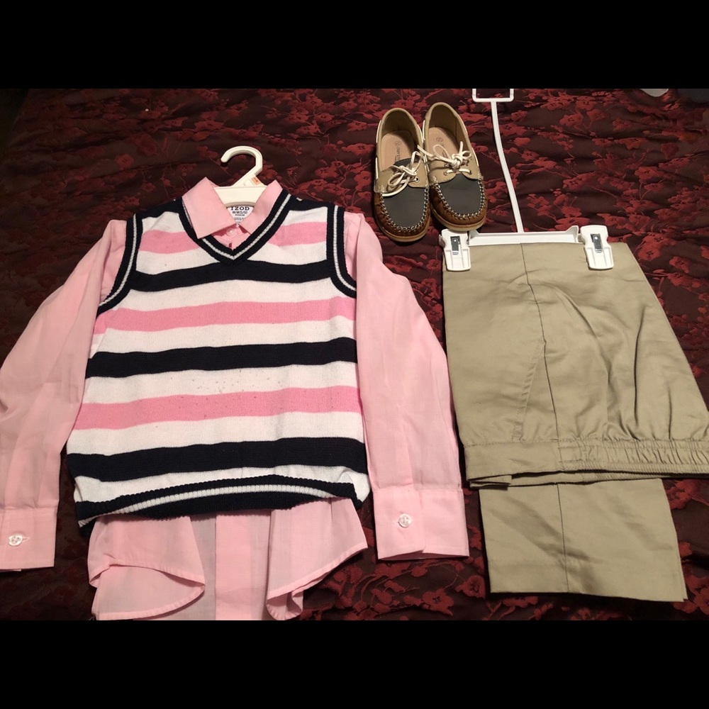 Boy IZOD Sweater Vest Outfit with Shoes
